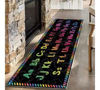 RICAUOU ABC Alphabet Kids Rug, 80x300cm Black Alphabet Learning Runner Rugs with Rainbow Gradient Letters, Modern Educational Children's Play Mat for Nursery Playroom, Non-Slip Washable Carpet