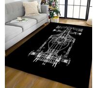 RICAUOU Black and White Racing Car Area Rug, 60x110cm 3D Blueprint Formula Large Motorsport Carpet for Boys Bedroom, Non-Slip Washable Easy Care Floor Mat for living room Man Cave Gaming Room