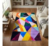 RICAUOU Colorful Geometric Area Rug, 100x150cm Modern Abstract Plaid-Print Washable Rug Soft, Non-Slip Large Living Room Carpet Beautiful Artistic Rugs for Living Room, Bedroom, and Home Decor