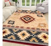 RICAUOU Cosy Rustic Large Area Rug, 140x200cm Traditional Western Tribal Diamond Patterned Lounge Carpet, Retro Ethnic Geometric Floor Mat for Modern Living Room, Soft Bedroom Lounge Rug