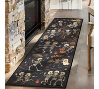 RICAUOU Vintage Halloween Runner Rug 60x120cm Retro Cartoon Skeleton Carpet | Funny Spooky Cute Washable Non-Slip Floor Mat for Long Hallway Corridor, Kitchen & Entryway Game Room