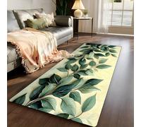 RICAUOU Vintage Leaf Runner Rug, 60x120cm Washable Hallway Runner with Green Botanical Leaf Print Soft, Non-Slip Minimalist-Style Kitchen Runner, Versatile Accent Carpet for Living Rooms, Bedrooms