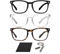 Riccardo Materossi® - Premium 99.9% Blue Light Blocking Glasses (380-410nm) - Reduce Headaches and Improve Sleep - UK Brand ([3 Pack] 3 Square Frames)