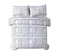 Riccardo Valeria Luxury 4 Piece Bedding Set - Duvet Cover, Fitted Sheet & 2 Pillowcases - Soft, Breathable Fabric - Hotel Quality - Floral/Greek/Jacquard - Machine Washable - Vero Grey, Double