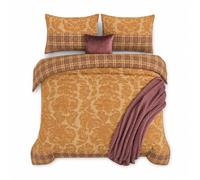 Riccardo Valeria Luxury 4 Piece Bedding Set - Duvet Cover, Fitted Sheet & 2 Pillowcases - Soft, Breathable Fabric - Hotel Quality - Floral/Greek/Jacquard - Machine Washable - Emma Yellow, Double
