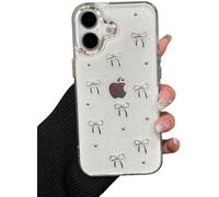 Riccase for iPhone 17 Case Bling Glitter 3D Bowknot Clear Phone Case, Shockproof Transparent Soft TPU Protective Cover Cute Sparkly Crystal Pretty Bow Bumper for Women Girls Lady,Bowknot