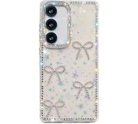 Riccase for Samsung Galaxy A18 5G/ 4G Case Bling Glitter Diamond Crystal 3D Bowknot Clear Phone Case, Shockproof Soft TPU Protective Bumper Cute Sparkly Bow Cover for Women Girls, Star