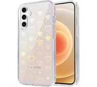 Riccase for Samsung Galaxy A27 5G Case, Clear Glitter Holographic Heart Phone Case for Girls Women, Anti-Yellow Protective Hard PC Cover Soft Silicone Frame for Samsung A27 5G, Rainbow Heart