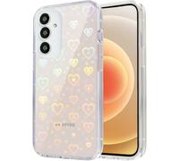 Riccase for Samsung Galaxy A55 5G Case, Clear Cute Glitter Holographic Heart Phone Case for Girls Women, Anti-Yellow Protective Hard PC Cover Soft Silicone Frame for Samsung A55 5G, Rainbow Heart