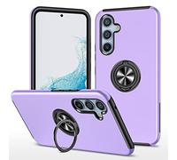 Riccase for Samsung S25 FE case with Ring, 360° Kickstand Military Grade Shockproof Metallic Hard PC Shell Soft TPU Silicone Bumper Case Samsung S25 FE Phone Case Light Purple