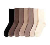 Riccess 7 Pairs of Comfortable Fashion Wool Socks for Girls, Athletic Soft Socks for Women, Above Ankle Crew Stretch Neutral Socks for All Season, Multicolor