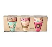 Rice - 6 Pcs Small Melamine Kids Cups Jungle Print Pink NEW