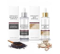 Rice Ampoule Duo Peel Shot Glow Ampoule Duo White + Black Rice Soft Exfoliating Face and Body Scrub Dead Skin Cells, Blackheads Remover for All Skin Types