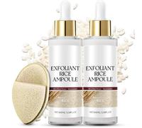 Rice Ampoule with Sponge, White Rice Face Exfoliator, Exfoliating Toner For Face - Pore Minimizer Soft Exfoliatin-g Body Scrub Dead Skin Cells, Blackhead Remover for All Skin Type