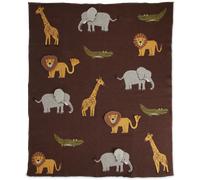 RICE - Baby Blanket Knitted With Animals & 3D Details, Chocolate - Brown