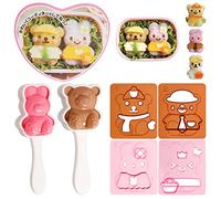 Rice Ball Molds, Onigiri Molds, DesignerBox 6 Pack Sushi Molds Rice Molds Non Stick Onigiri Mold Kit Musubi Maker Kit - Cute Bear and Rabbit Shape Sushi Maker Tools for DIY Kids Lunch Bento (#A)
