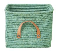 RICE - Basket with Leather Handles, Mint - Mint