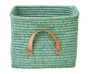 RICE - Basket with Leather Handles, Mint - Mint