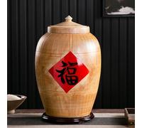 Rice Bucket Ceramic With Lid Grain Storage Container Kitchen Sealed Jar Grain Dispenser(15KG) Rice Storage Containe Ceramic Chinese Design Large Food Storage Bin For Rice Flour