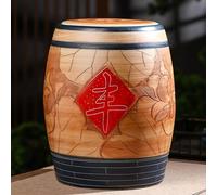 Rice Bucket Vintage Large-Capacity Ceramic Jar for Rice with Lid Kitchen Large Sealed Food Storage Container Airtight rice Dispenser for rice，Flour，Pet Foo(C,32x26cm/12.6x10.2in