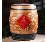 Rice Bucket Vintage Large-Capacity Ceramic Jar for Rice with Lid Kitchen Large Sealed Food Storage Container Airtight rice Dispenser for rice，Flour，Pet Foo(A,32x26cm/12.6x10.2in