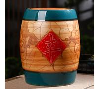 Rice Bucket Vintage Large-Capacity Ceramic Jar for Rice with Lid Kitchen Large Sealed Food Storage Container Airtight rice Dispenser for rice，Flour，Pet Foo(D,36x30cm/14.1x11.8in