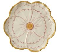RICE - Ceramic Plate Flower Shaped 19,5 cm With Yellow Border - Yellow