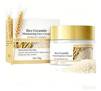 Rice Ceramide Cream, Hydrating Face Moisturiser with Rice Water, Strengthens Barrier, Sensitive Skin, Lightweight, Fast-Absorbing, Korean Skin Care, Nourishing and Smooths
