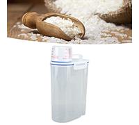 Rice Container, Cereal Storage Container Flour Storage Container Rice Dispenser Cereal Dispenser with Measuring Cup for Rice Millet Barley Sugar (2kg White)