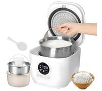 Rice Cooker, 3L Portable Low Sugar Rice Cooker with 5 Cooking Functions, 8H Keep Warm & 24H Delay Timer, Non-stick Ceramic Interior, Stainless Steel Steamer Basket