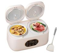 Rice Cooker Double-Bladder Electric 2L with Intelligent Touch Screen, 12H Timer, Dual Liner for Cooking Porridge and Rice Heating