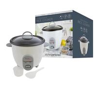 Kitchen Perfected 350W 0.8Ltr Automatic Rice Cooker - Non Stick / Removable Rice Bowl / Warm & Cook Indicators / Toughened Glass Lid / Measuring Cup / Spatula / Recipes Included - White - E3302