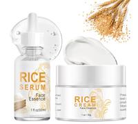 Rice Cream Moisturizer & Rice Face Serum Set - Korean Skin Care Moisturizer Duo with Glycerin, Niacinamide & Hyaluronic Acid - Anti Aging Face Cream for Glass Skin, Firming & Even Skin Tone (2Pcs)