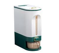 Rice Dispenser 16.5x33.5x39.5cm Cereal Containers Storages PP Grain Storagce Bucket Rice Storage Bin With Time Pointer Measuring Cup Leakproof Cereal Food Storage Bin For Kitchen Soybean Corn