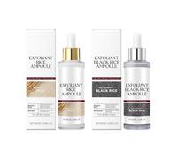 Rice Exfoliating Ampoule Set, Black and White Rice Exfoliant, Soft Peel Shot Glow Exfoliating Serum for Daily Skincare, Pore Minimizer for All Skin Types,Mix