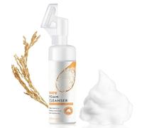 Rice Face Cleanser - Rice Foaming Facial Cleanser with Silicone Brush - Rice Face Wash for Deep Pore Purifying - Natural Face Wash Women - Deep Cleansing, Removes Makeup, Dirt & Oil - 150ml
