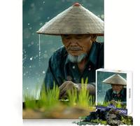 Rice Farmer in Rain 1000 Piece Jigsaws for Adults Puzzle Mind Exercise Toy Family Bond Precision Cut Creative Gift (50x75cm)
