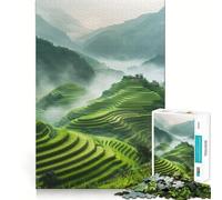 Rice Fields Morning Light Hard Jigsaw Puzzle for Adults 1000 Pieces Mind Puzzle Calm Relax Art Assembly (38x26cm)