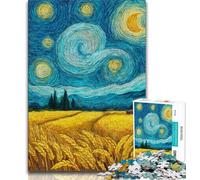Rice Fields Under The Night Sky Jigsaw Puzzles for Teenagers 1000 Piece,Challenging Game And Family Play with Fully Interlocking Randomly Shaped Pieces 75x50cm
