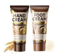 Rice Hand & Foot Cream Set, 2-Pack Deep Moisturising Lotion with Ceramide for Dry Cracked Hands & Feet, Non-Greasy Fast Absorbing, Moisturising Nourishing Hand Foot Care Kit
