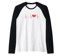 Rice Heartbeat EKG Pulse White Rice Lover Asian Food Lover Raglan Baseball Tee
