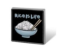 Rice Is Life Custom Lapel Pins Square Brooch Tie Suit Dress Accessories for Men Women Wedding Birthday
