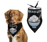 Rice Is Life Cute Dog Bandanna Scarf Printed Adjustable Triangle Pet Kerchief for Dogs And Cats
