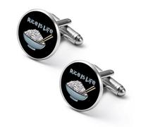 Rice Is Life Mens Classic Cufflinks Custom Shirt Cuff Links Jewelry Accessories for Business Wedding 0.7" 0.8"