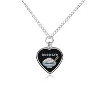 Rice Is Life Personalized Pet Urn Necklace Keepsake Urn Pendant Cremation Jewelry Gifts for Dog Cat Lover