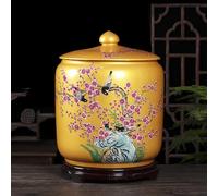 Rice Jar Storage Containe, Classic Airtight Grain Containe With Lid, Large-Capacity Ceramic Food Bucket, H and-Made Cereal Dispensers-12.5KG For Families Hotels Kitchens Etc(C,Capacity