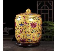 Rice Jar Storage Containe, Classic Airtight Grain Containe With Lid, Large-Capacity Ceramic Food Bucket, H and-Made Cereal Dispensers-12.5KG For Families Hotels Kitchens Etc(B,Capacity