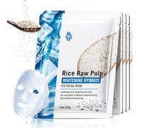 Rice Mask, 5Pcs Rice Raw Pulp Sheet Mask - Hydrating Face Mask Set - Face Masks Beauty Skincare Set Sheet Face Mask Preppy Skincare for Smooth and Clear Skin, Natural Glow, and Pore Refinement