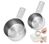 Rice Measuring Cup, Stainless Steel Measuring Cups Set for Baking and Cooking, Food Measuring Cups with Precise Scale, Two Sizes 240ml and 120ml