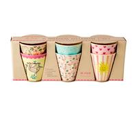 Rice - Medium Melamine Cups 6 Pcs - Funky Print Multi